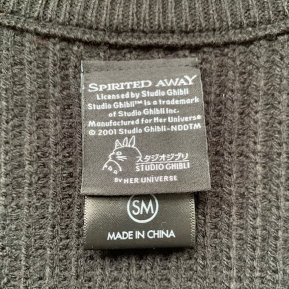 Studio Ghibli Spirited Away Cardigan Her Universe Zip Sweater Small Medium - Picture 5 of 9